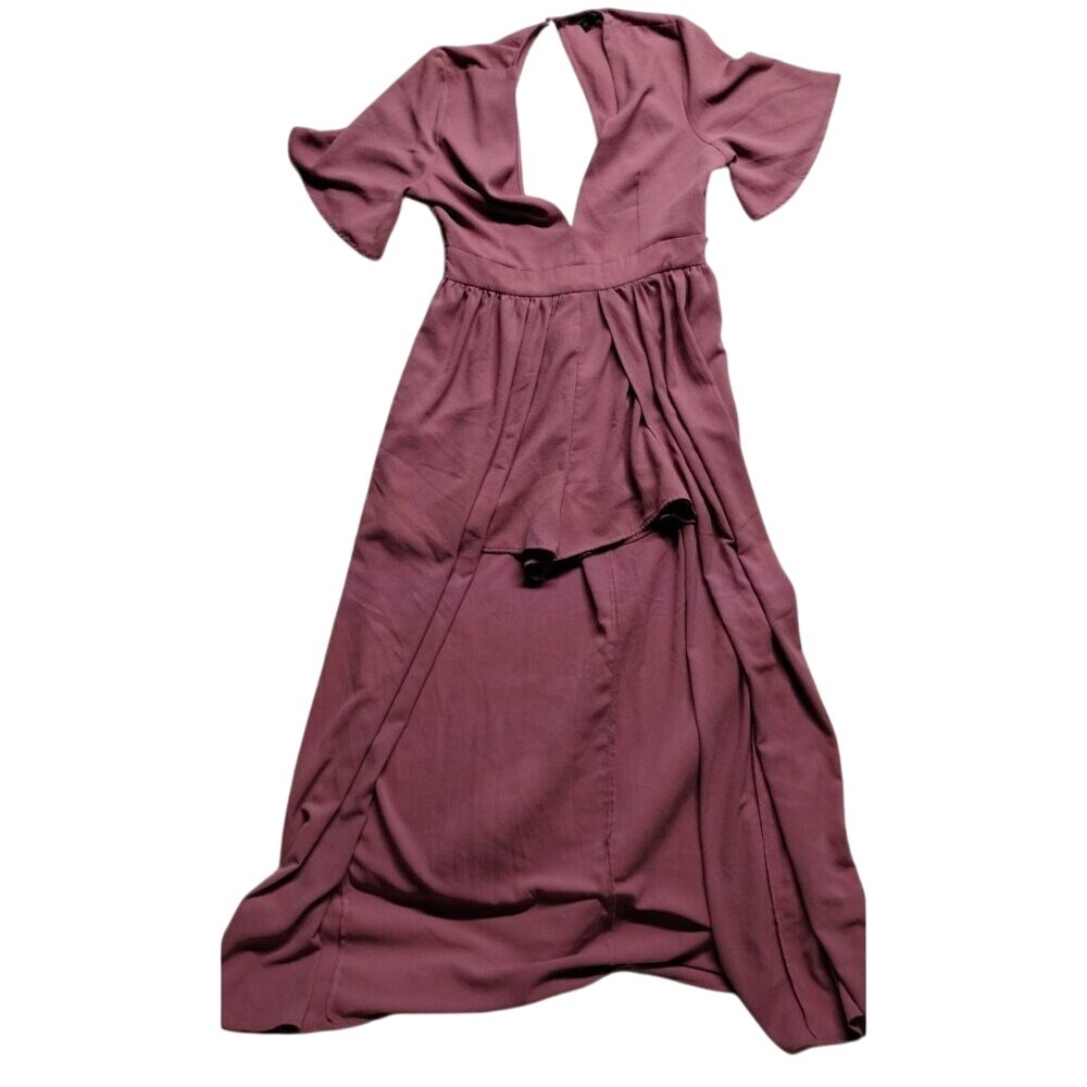 Haute Monie Maxi Dress V-Neck Flutter Sleeve Party Dress Size L